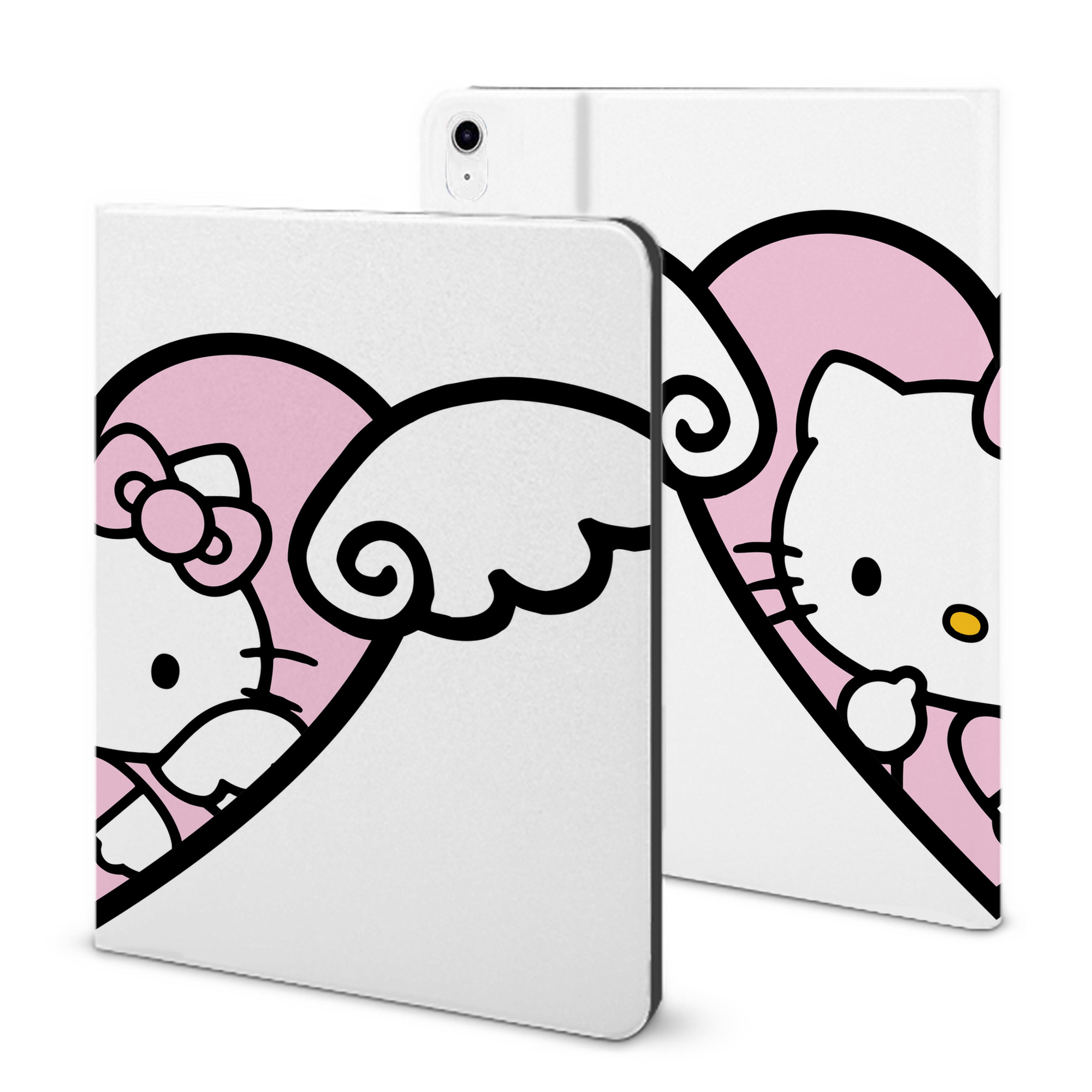 （画像用） Hello Kitty ハローキティ IPad ケース ブック型 PUレザー TPU 耐衝撃 軽量 薄型 ペン収納なし 全面保護 IPad 各モデル対応